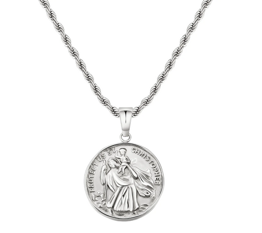 SILVER ST CHRISTOPHER CHAIN