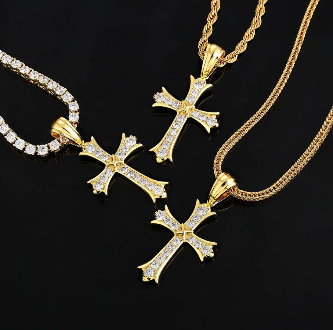 GOLD DIAMOND CROSS CHAIN