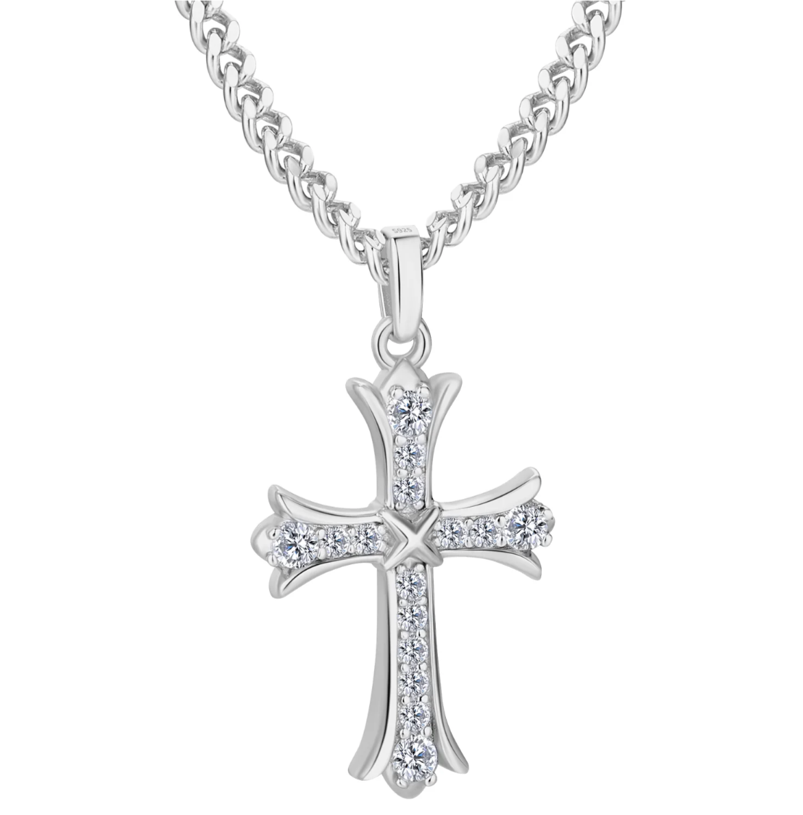 SILVER DIAMOND CROSS CHAIN