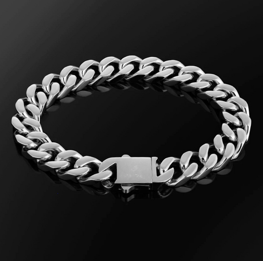 SILVER CUBAN BRACELET (12MM)