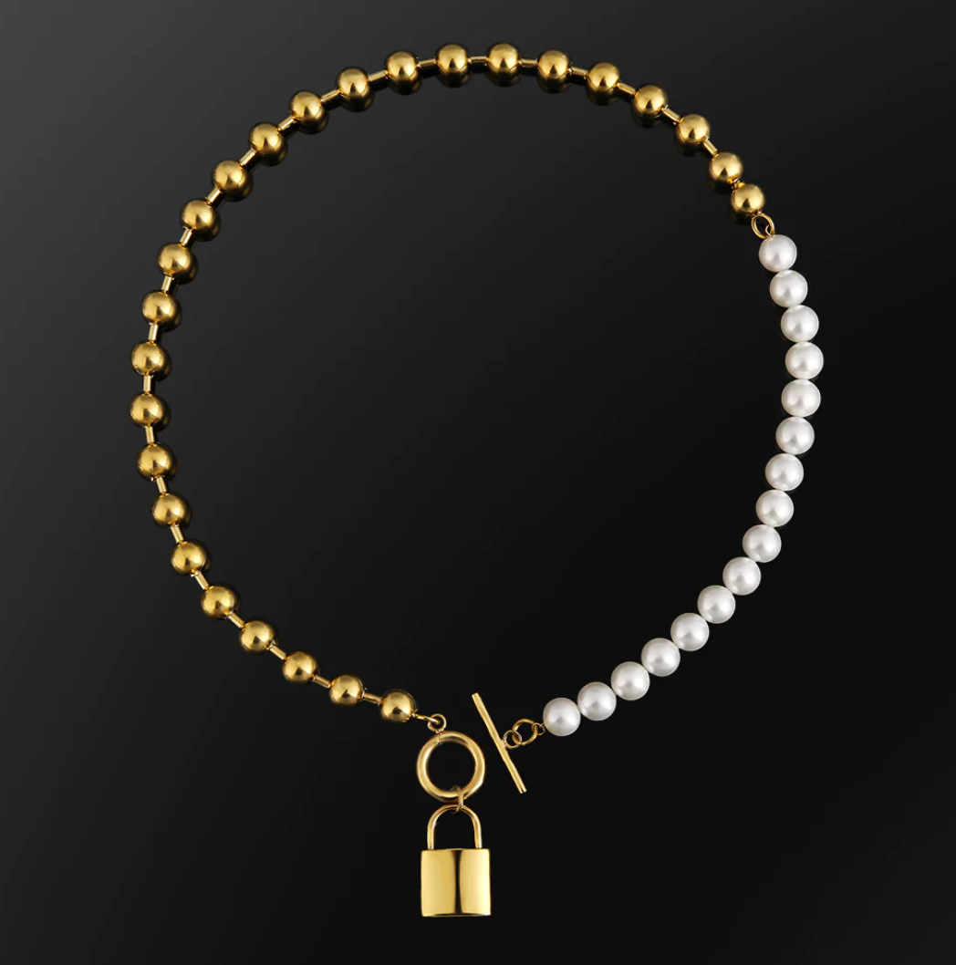 GOLD HALF PEARL CHAIN (10MM)