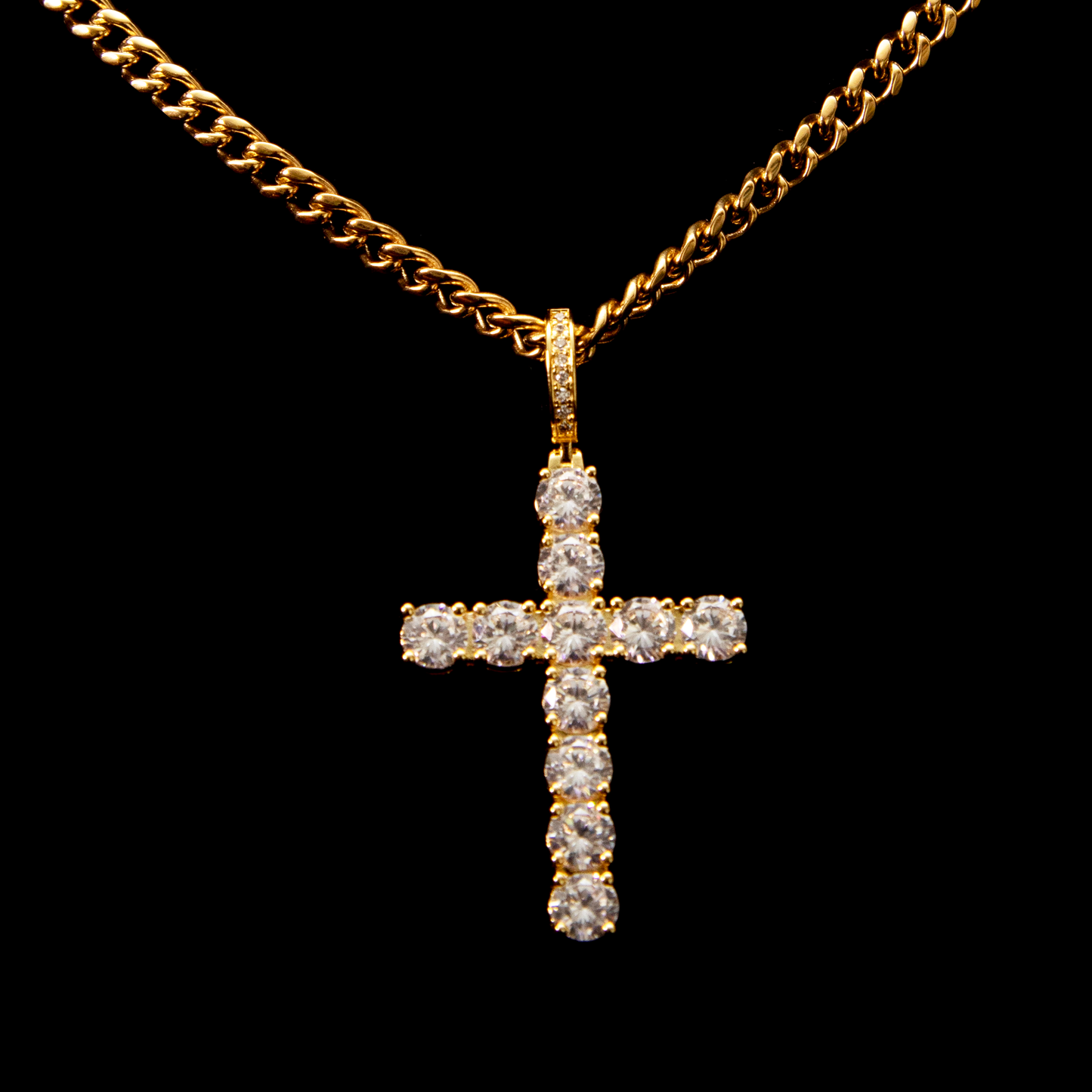 GOLD ICE CROSS CUBAN CHAIN