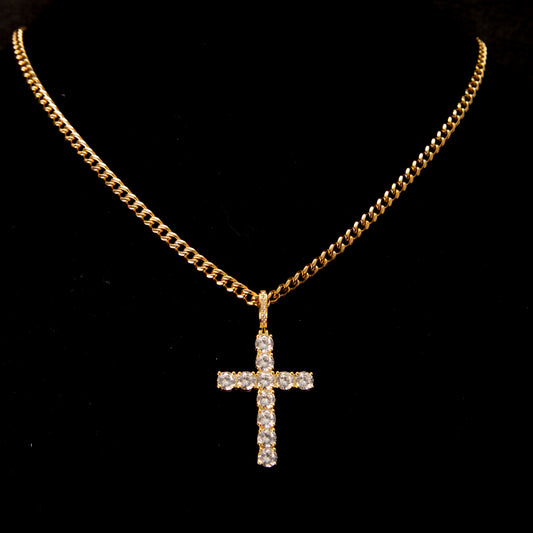 GOLD ICE CROSS CUBAN CHAIN