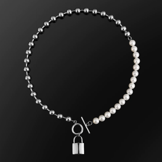 SILVER HALF PEARL CHAIN (10MM)