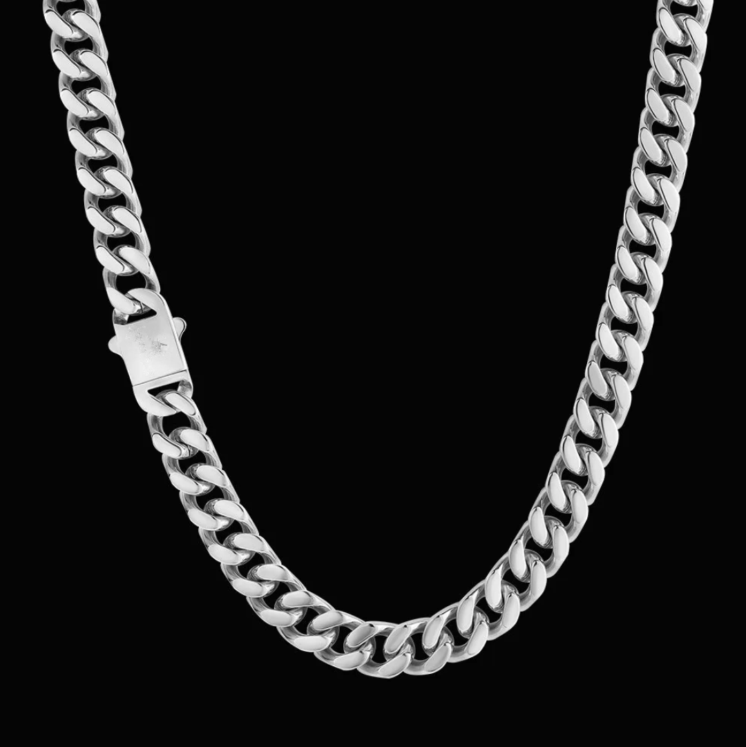 SILVER CUBAN CHAIN (12MM)